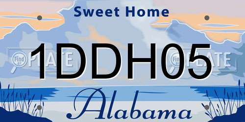 1DDH05 Alabama License Plate