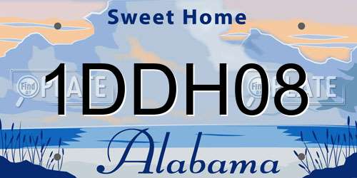 1DDH08 Alabama License Plate