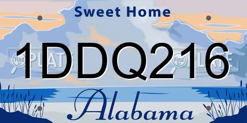 1DDQ216 Alabama License Plate