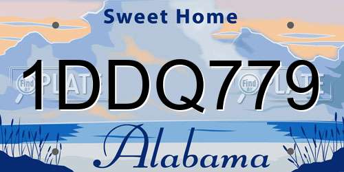 1DDQ779 Alabama License Plate