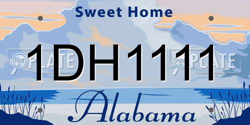 1DH1111 Alabama License Plate