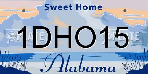 1DHO15 Alabama License Plate