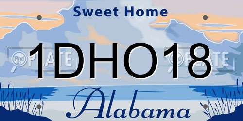 1DHO18 Alabama License Plate