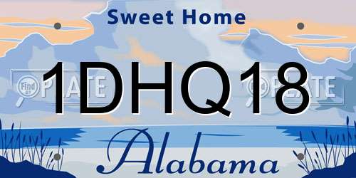 1DHQ18 Alabama License Plate