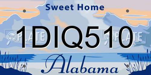 1DIQ510 Alabama License Plate