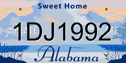1DJ1992 Alabama License Plate