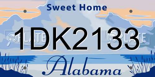 1DK2133 Alabama License Plate