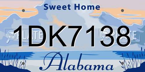1DK7138 Alabama License Plate