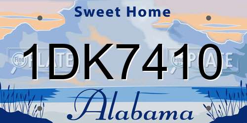 1DK7410 Alabama License Plate