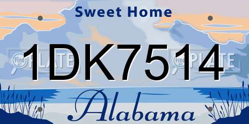 1DK7514 Alabama License Plate