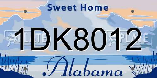 1DK8012 Alabama License Plate