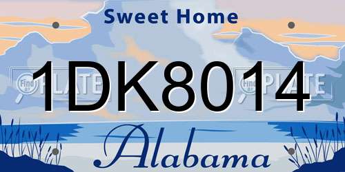 1DK8014 Alabama License Plate