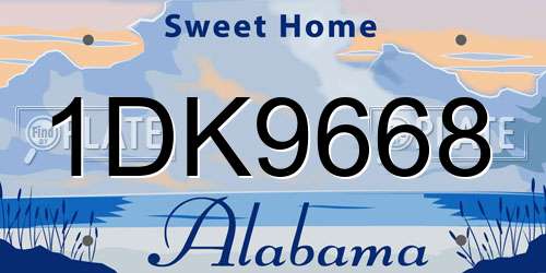 1DK9668 Alabama License Plate