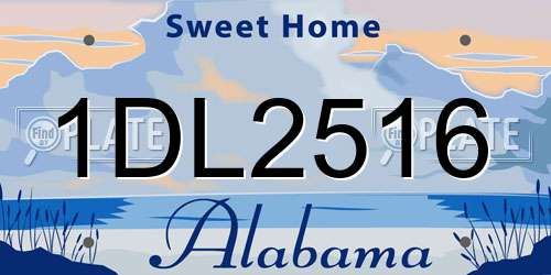 1DL2516 Alabama License Plate