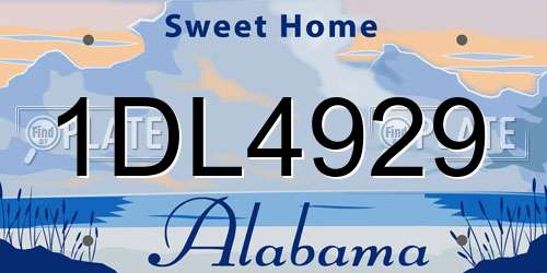 1DL4929 Alabama License Plate