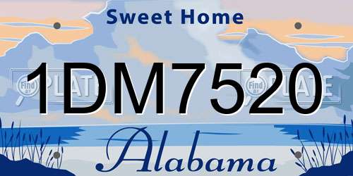 1DM7520 Alabama License Plate