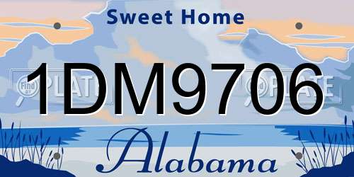 1DM9706 Alabama License Plate