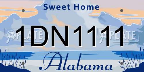 1DN1111 Alabama License Plate