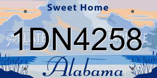 1DN4258 Alabama License Plate