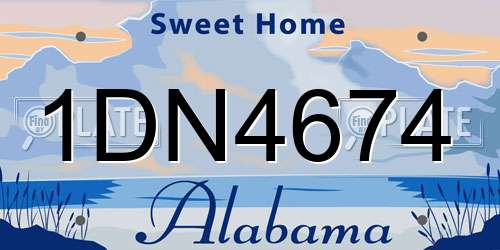 1DN4674 Alabama License Plate