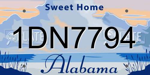 1DN7794 Alabama License Plate