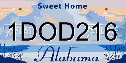 1DOD216 Alabama License Plate
