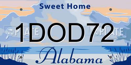 1DOD72 Alabama License Plate