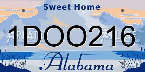 1DOO216 Alabama License Plate
