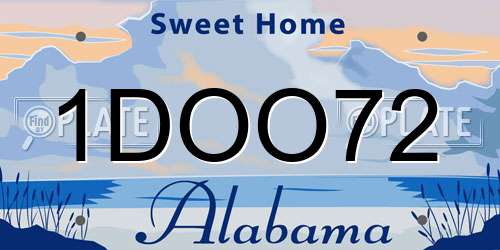 1DOO72 Alabama License Plate