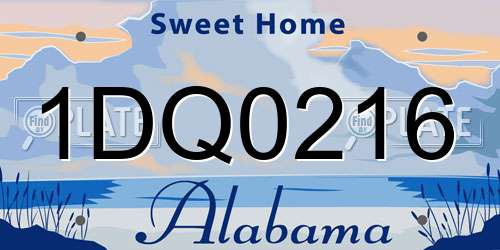 1DQ0216 Alabama License Plate