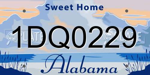 1DQ0229 Alabama License Plate