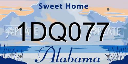 1DQ077 Alabama License Plate