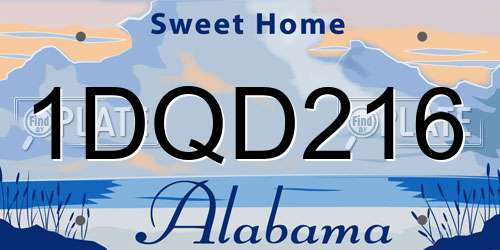 1DQD216 Alabama License Plate