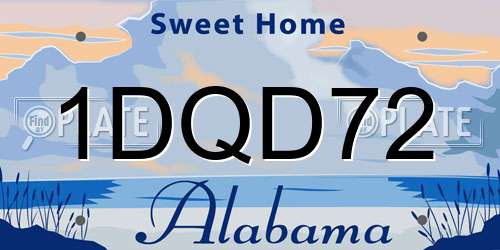 1DQD72 Alabama License Plate