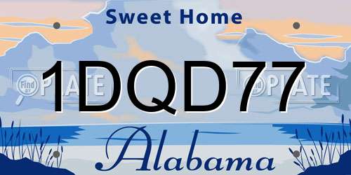 1DQD77 Alabama License Plate