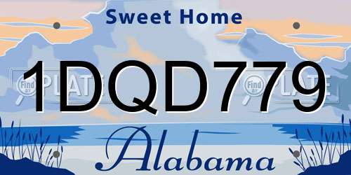 1DQD779 Alabama License Plate