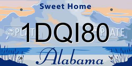 1DQI80 Alabama License Plate