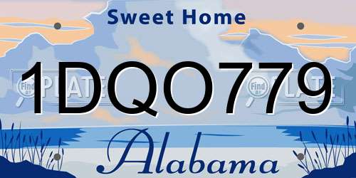 1DQO779 Alabama License Plate