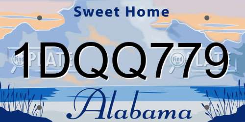 1DQQ779 Alabama License Plate