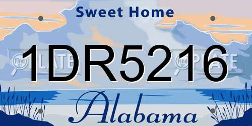 1DR5216 Alabama License Plate