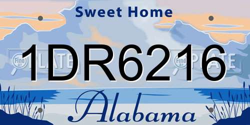1DR6216 Alabama License Plate