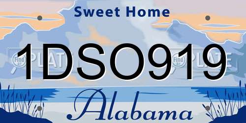 1DSO919 Alabama License Plate