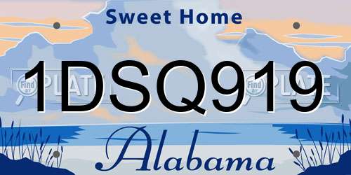 1DSQ919 Alabama License Plate