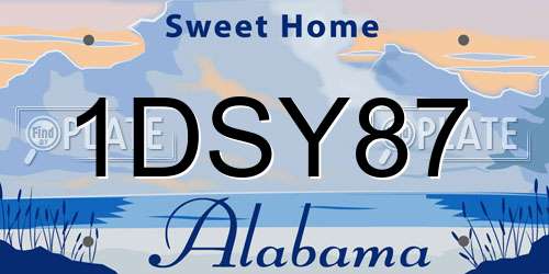 1DSY87 Alabama License Plate