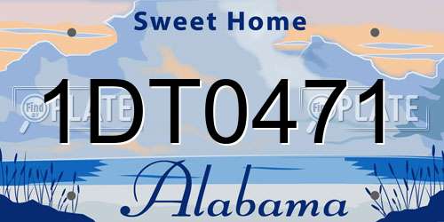 1DT0471 Alabama License Plate