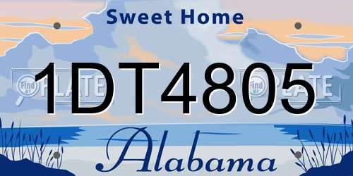 1DT4805 Alabama License Plate