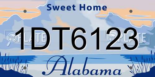 1DT6123 Alabama License Plate