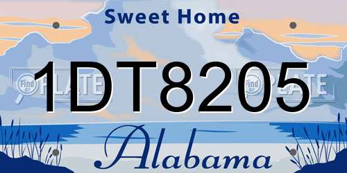 1DT8205 Alabama License Plate