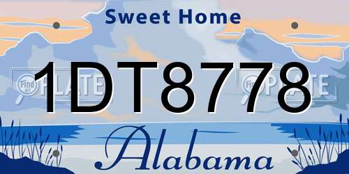 1DT8778 Alabama License Plate