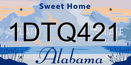 1DTQ421 Alabama License Plate